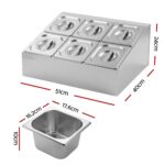 5-Star Chef 6 Pan Food Serving Display Container Stainless Steel Food Container Lids - Image 2