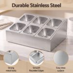 5-Star Chef 6 Pan Food Serving Display Container Stainless Steel Food Container Lids - Image 6