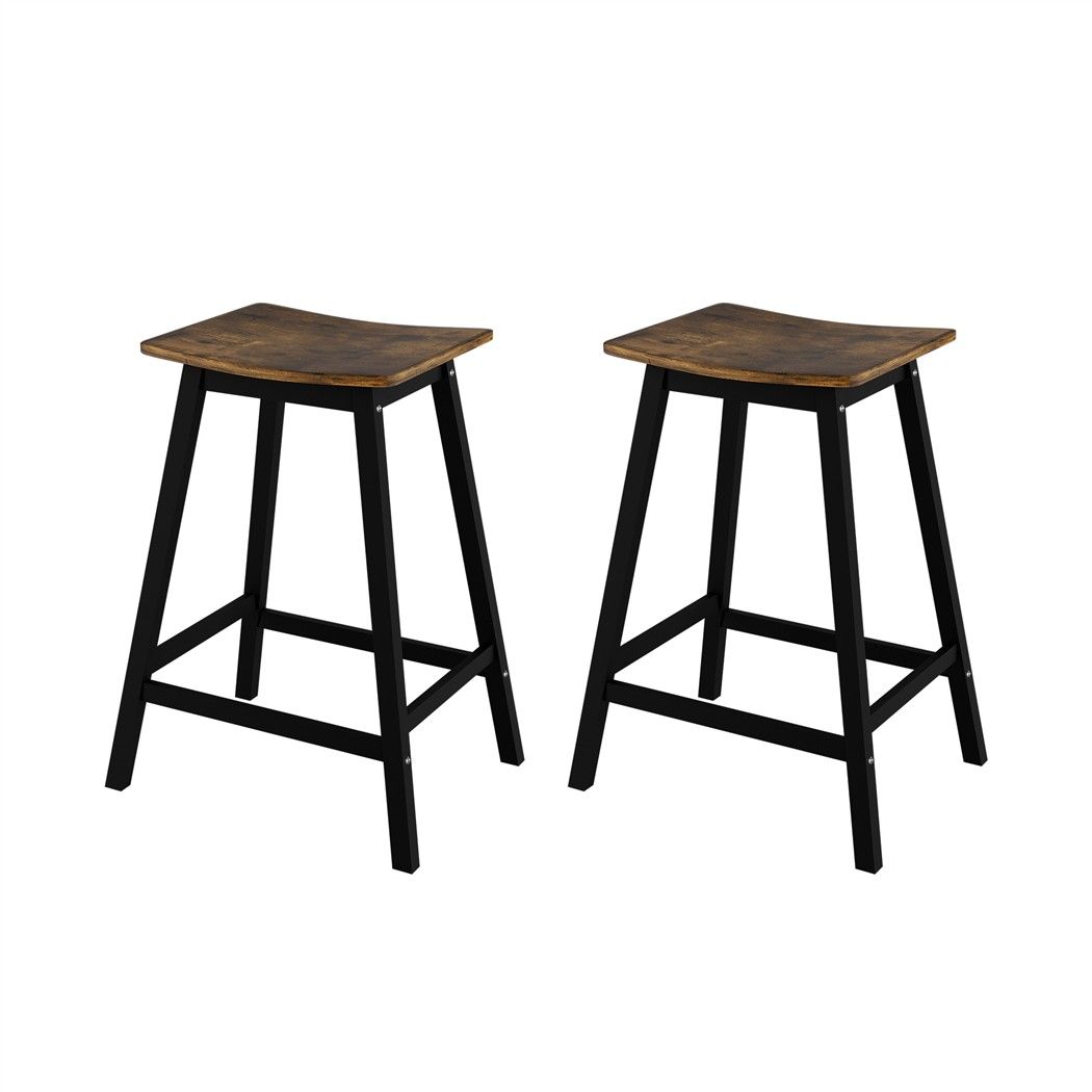 FUR-S-BAR-CHR-01-BRX2-00 Artiss Bar Stools Set of 2 Kitchen Counter Stools Wooden Industrial Rustic Brown - Image 1