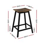 Artiss Bar Stools Set of 2 Kitchen Counter Stools Wooden Industrial Rustic Brown - Image 2
