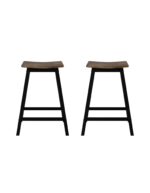 Artiss Bar Stools Set of 2 Kitchen Counter Stools Wooden Industrial Rustic Brown - Image 3