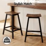 Artiss Bar Stools Set of 2 Kitchen Counter Stools Wooden Industrial Rustic Brown - Image 4