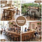 Artiss Bar Stools Set of 2 Kitchen Counter Stools Wooden Industrial Rustic Brown - Image 7