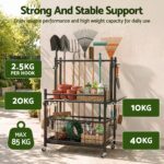 Gardeon Garden Tool Organizer Rack 16 Slots Rolling Garage Storage with Hooks - Image 2