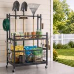 Gardeon Garden Tool Organizer Rack 16 Slots Rolling Garage Storage with Hooks - Image 7