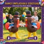 Inflatable Costume Ride On Turkey Fancy Dress Funny Party Outfit Brown One Size - Image 6
