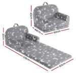 Keezi Kids 2-in-1 Fold Out Sofa Bed with Removable Washable Cover, Carry Handle, Storage Pocket, Glow in the Dark, Grey - Image 2