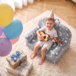 Keezi Kids 2-in-1 Fold Out Sofa Bed with Removable Washable Cover, Carry Handle, Storage Pocket, Glow in the Dark, Grey - Image 10
