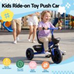 RIGO Tricycle Bike, Kids Bike with 3 wheels, basket Carbon Steel 68cm Blue - Image 4