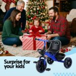 RIGO Tricycle Bike, Kids Bike with 3 wheels, basket Carbon Steel 68cm Blue - Image 9