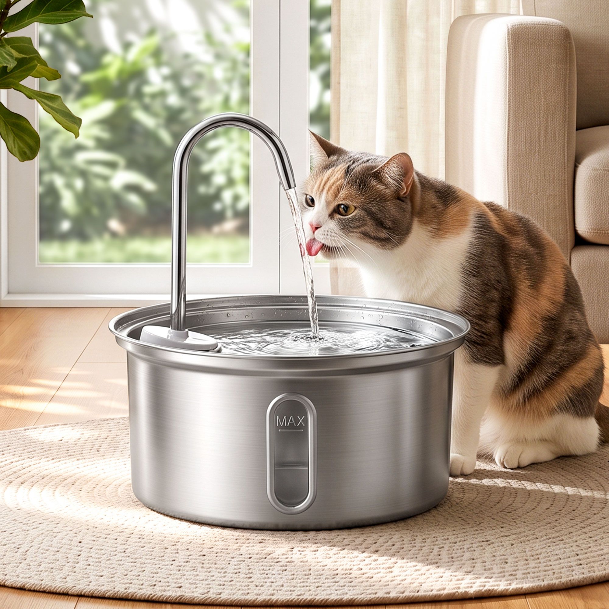 PET-FEEDER-3L-SS-00 i.Pet 3.2L Cat Water Fountain Pet Feeder Dog Drinking Dispenser 304 Stainless Steel - Image 1