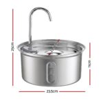 i.Pet 3.2L Cat Water Fountain Pet Feeder Dog Drinking Dispenser 304 Stainless Steel - Image 3