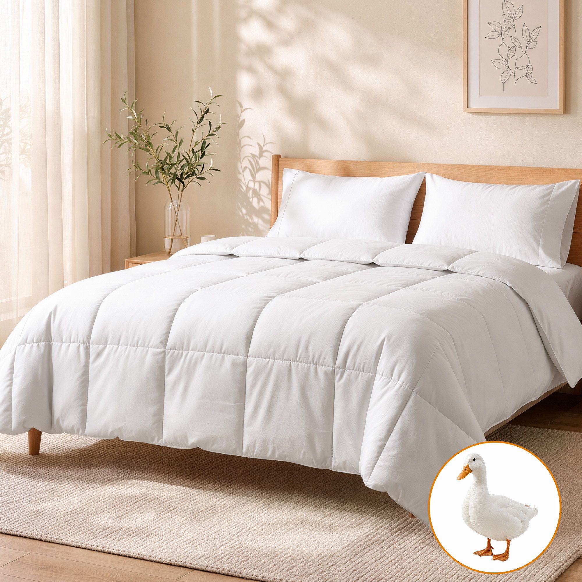 QUILT-DFD-200-D-00 Giselle Bedding Double Quilt, 200GSM Summer Duck Down Feather Doona Insert - Image 1