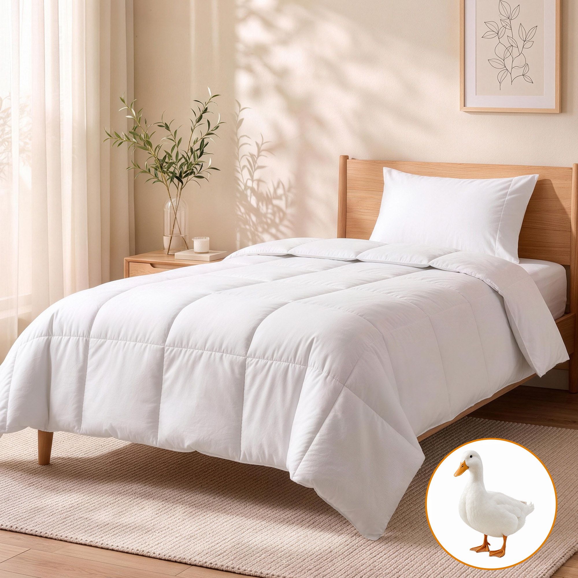 QUILT-DFD-200-S-00 Giselle Bedding Single Quilt, 200GSM Summer Duck Down Feather Doona Insert - Image 1