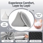 Giselle Bedding Back Pillow for Sitting in Bed, No-Collapse 25D High-Density Base, Ergonomic Lumbar Support Pillow for Gaming, Nursing & Floor Tatami, 90% Shredded Sponge Cushion with Washable Velvet Cover - Image 2