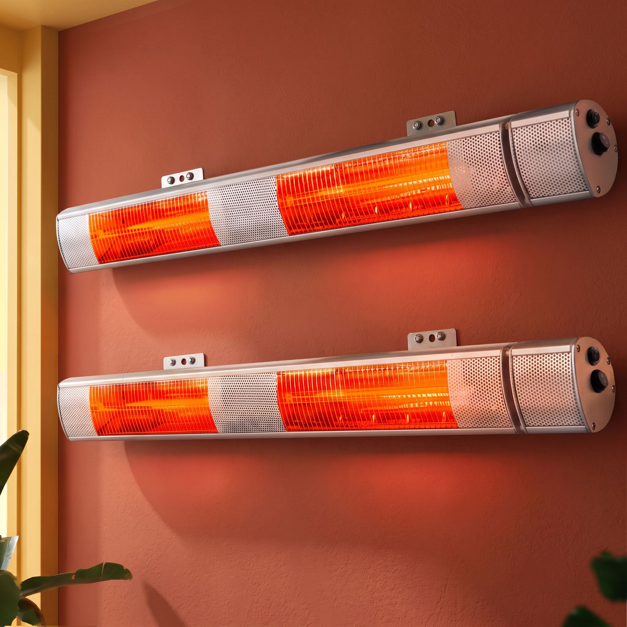 RHP-TWR-3000-AL-2X-00 Devanti 2PCS Electric Strip Heater Radiant Infrared Heaters Remote Control 3000W - Image 1