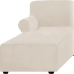 Velvet Chaise Lounge Slipcover, Stretch Anti Slip Sofa Protector for Pets, Left Beige