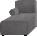 Velvet Chaise Lounge Slipcover, Stretch Anti Slip Sofa Protector for Living Room Pets, Left Grey