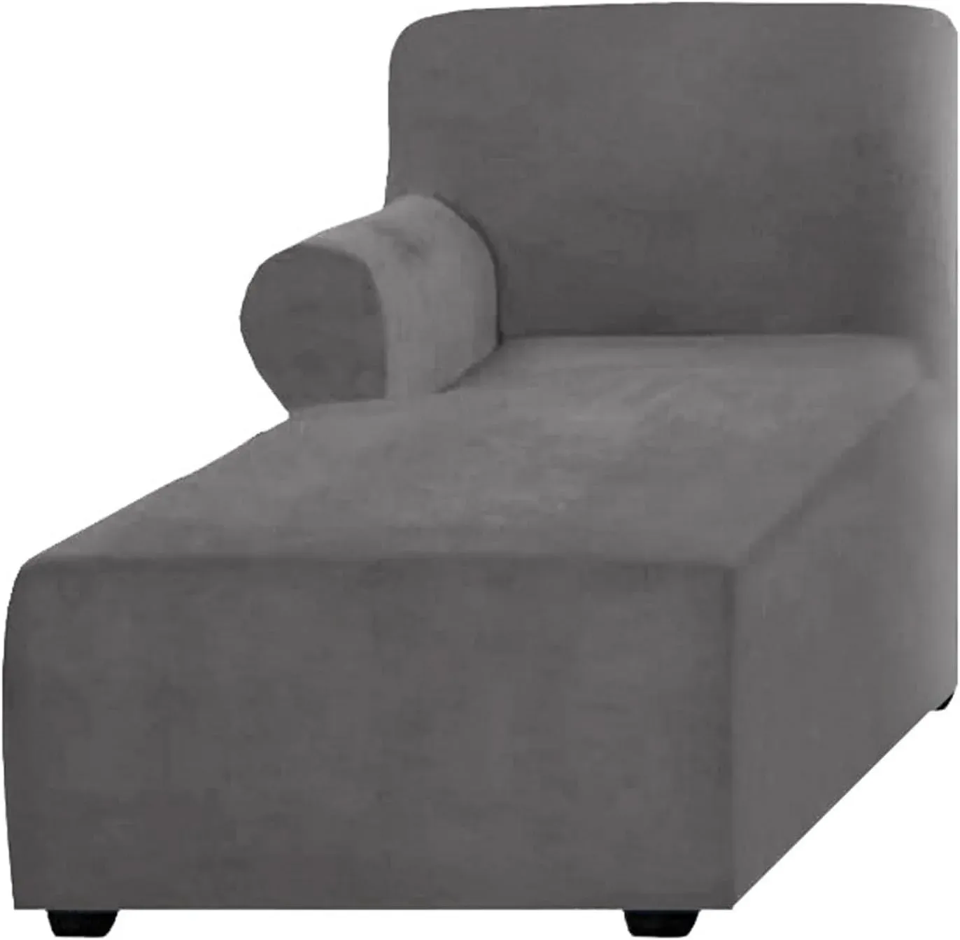 V1188-MS-721-287-00 Velvet Chaise Lounge Slipcover, Stretch Anti Slip Sofa Protector for Living Room Pets, Left Grey - Image 1