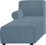 Velvet Chaise Lounge Slipcover, Stretch Anti Slip Sofa Protector for Pets, Left Grey Blue
