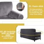Velvet Chaise Lounge Slipcover, Stretch Anti Slip Sofa Protector for Pets, Left Grey Blue - Image 5