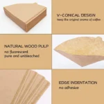 Size 01 Coffee Filters, 200 Count Natural Paper Cone Filters for Pour Over, 1-2 Cup Brown - Image 4