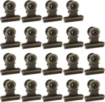 100 Pack Mini Bulldog Clips, Bronze Stainless Spring Clips with Hanging Hole, 0.87 Inch