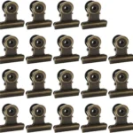 100 Pack Mini Bulldog Clips, Bronze Stainless Spring Clips with Hanging Hole, 0.87 Inch
