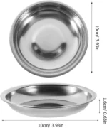 10 Pack 10cm Stainless Steel Dipping Dishes, Reusable Sauce Appetizer Plates for Camping, Silver - Image 2