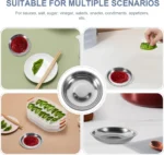 10 Pack 10cm Stainless Steel Dipping Dishes, Reusable Sauce Appetizer Plates for Camping, Silver - Image 3