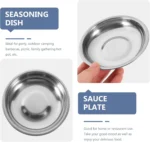 10 Pack 10cm Stainless Steel Dipping Dishes, Reusable Sauce Appetizer Plates for Camping, Silver - Image 4