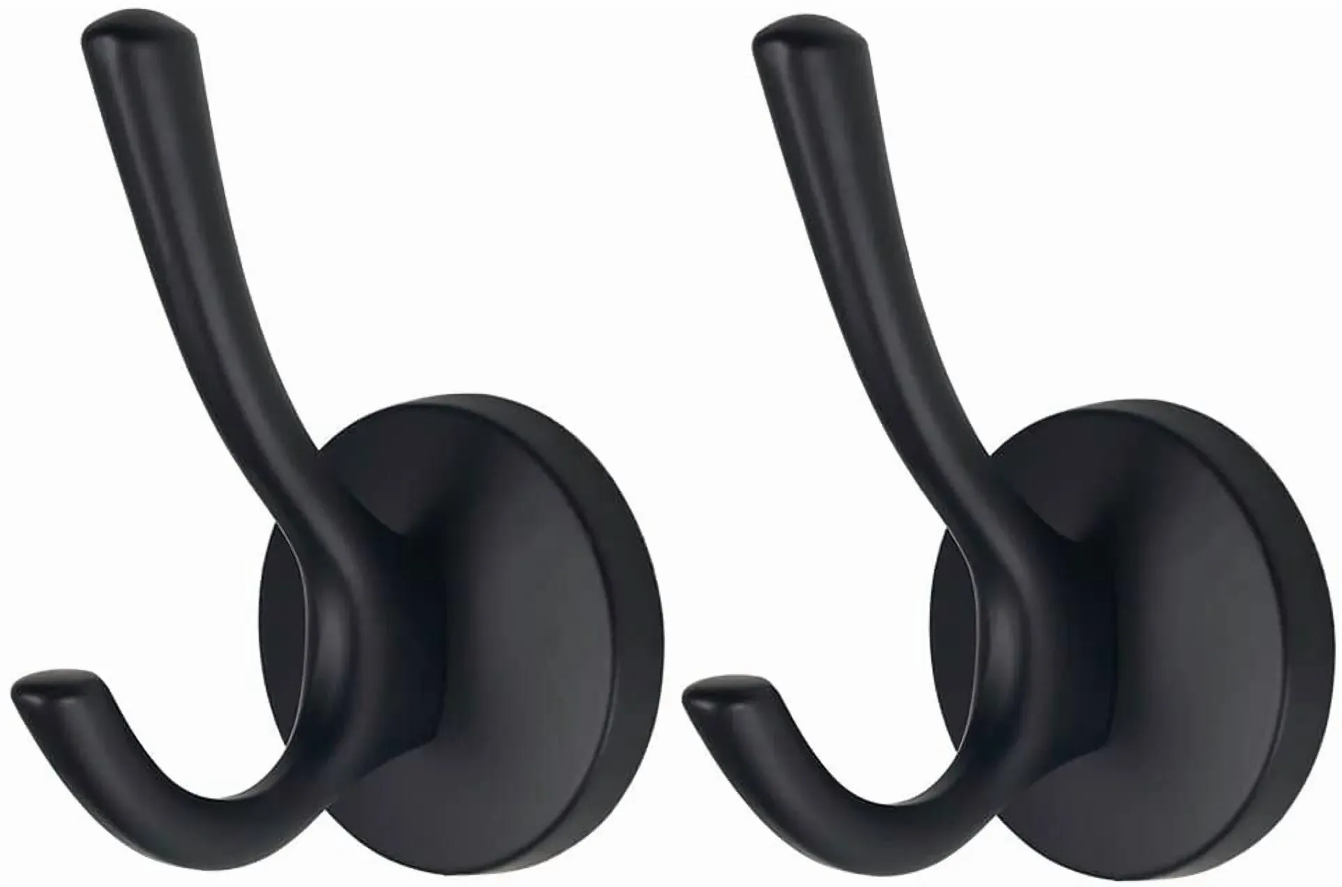 V1188-MS-721-294-00 2 Pack Wall Hooks, Heavy Duty Self Adhesive Coat Towel Robe Hangers for Bathroom Kitchen, Black - Image 1
