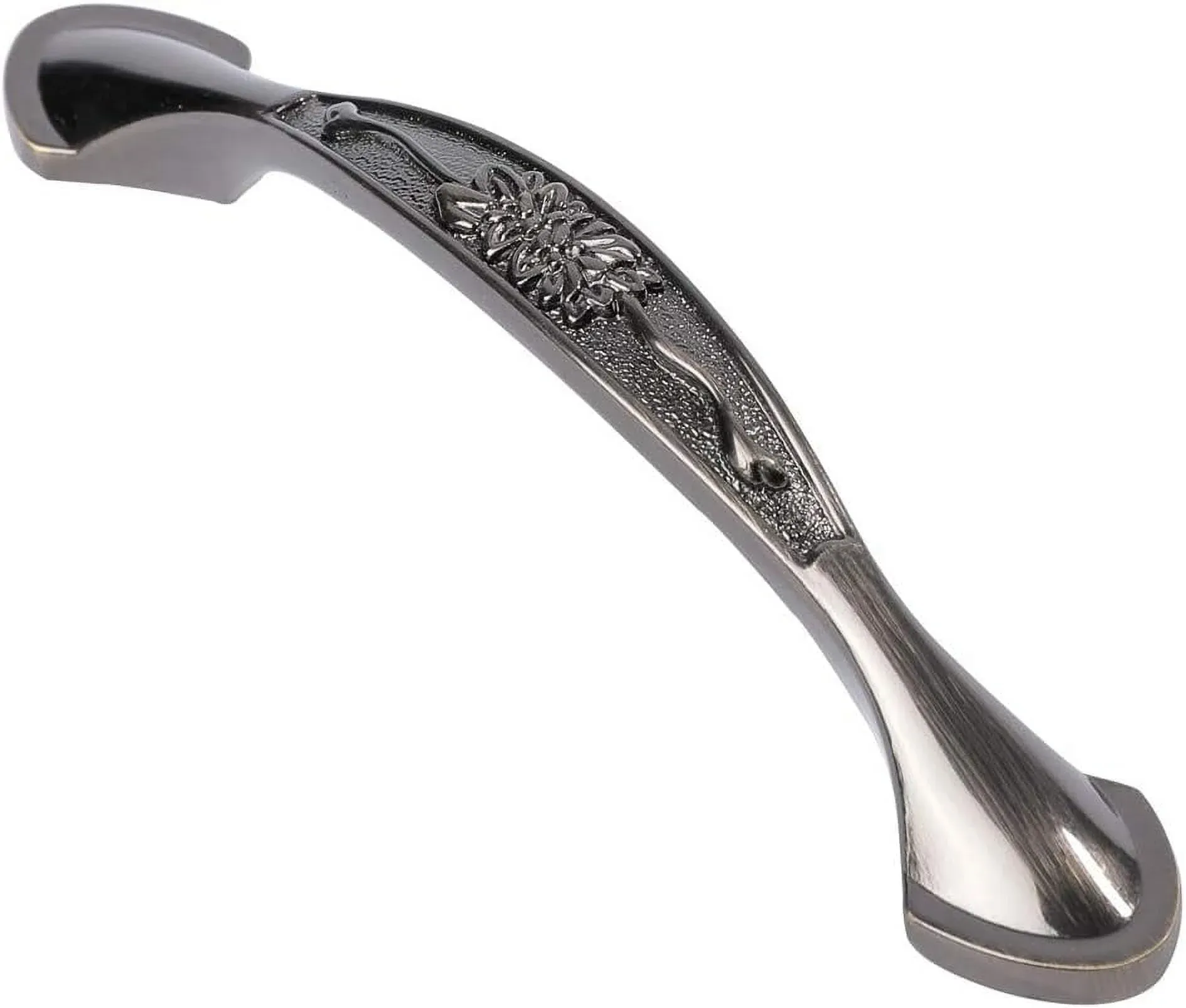 V1188-MS-721-297-00 3 Pack Floral Cabinet Pull Handles, Solid Zinc Alloy Hardware, 5.04 In Hole Distance, Bronze - Image 1
