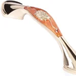 3 Pack Floral Cabinet Pull Handles, Solid Zinc Alloy Hardware, 3.8 In Hole Distance, Brown Amber