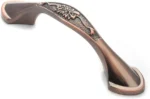 3 Pack Floral Cabinet Pull Handles, Solid Zinc Alloy Hardware, 3.8 In Hole Distance, Red Bronze
