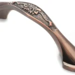 3 Pack Floral Cabinet Pull Handles, Solid Zinc Alloy Hardware, 5.04 In Hole Distance, Red Bronze