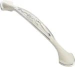 3 Pack Floral Cabinet Pull Handles, Solid Zinc Alloy Hardware, 5.04 In Hole Distance, Silver Ivory