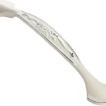 3 Pack Floral Cabinet Pull Handles, Solid Zinc Alloy Hardware, 5.04 In Hole Distance, Silver Ivory