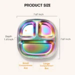 4 Pcs Stainless Steel Kids Plates, 304 Divided Toddler Plates with Lids, Rainbow Color - Image 4