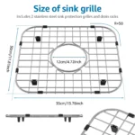 2 Pack 304 Stainless Steel Sink Bottom Grids, Kitchen Sink Protectors with Rubber Feet, 13.78 x 11.81 In - Image 2