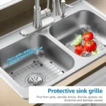 2 Pack 304 Stainless Steel Sink Bottom Grids, Kitchen Sink Protectors with Rubber Feet, 13.78 x 11.81 In - Image 5