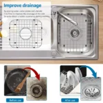 2 Pack 304 Stainless Steel Sink Bottom Grids, Kitchen Sink Protectors with Rubber Feet, 13.78 x 11.81 In - Image 6