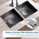 2 Pack 304 Stainless Steel Sink Bottom Grids, Kitchen Sink Protectors with Rubber Feet, 13.78 x 11.81 In - Image 7
