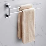 2 Tier Swivel Towel Rail, Stainless Steel Wall Mounted Rotating Bar Holder for Bathroom, Chrome