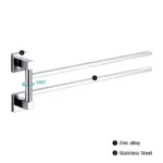 2 Tier Swivel Towel Rail, Stainless Steel Wall Mounted Rotating Bar Holder for Bathroom, Chrome - Image 4