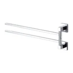 2 Tier Swivel Towel Rail, Stainless Steel Wall Mounted Rotating Bar Holder for Bathroom, Chrome - Image 6