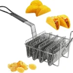 Stainless Steel Taco Shell Fryer Basket, 4 Shell Tortilla Fry Rack with Detachable Handle