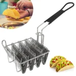 Stainless Steel Taco Shell Fryer Basket, 4 Shell Tortilla Fry Rack with Detachable Handle - Image 7