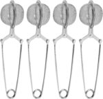 4 Pack 304 Stainless Steel Tea Strainers, Fine Mesh Ball Infusers with Squeeze Handle