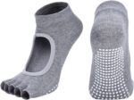 4 Pairs Women's Toeless Yoga Socks, Cotton Non Slip Grip 5 Toe Socks for Pilates Barre, One Size - Image 7